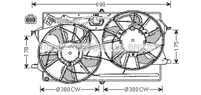 Вентилятор, охлаждение двигателя AVA FD7507