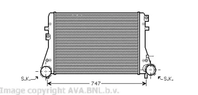 Интеркулер (радиатор интеркулера) AVA VW4227