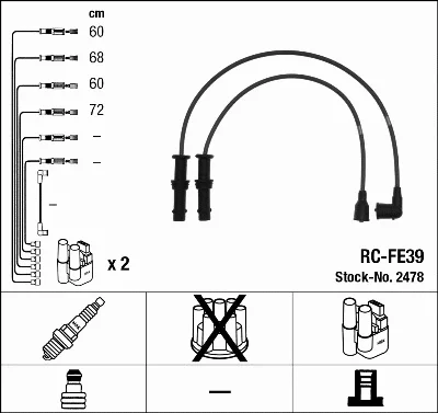 Комплект проводов зажигания NGK 2478