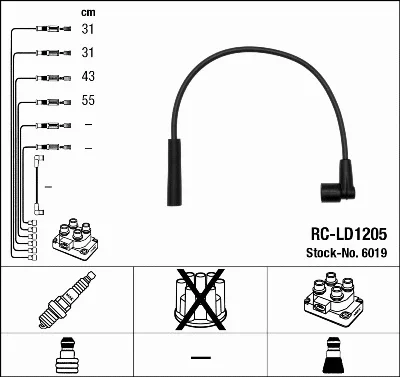 Комплект проводов зажигания NGK 6019