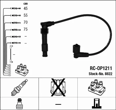 Комплект проводов зажигания NGK 8822