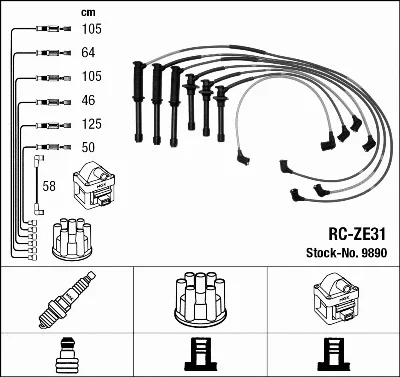 9890 NGK Комплект проводов зажигания