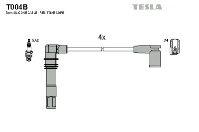 T004B TESLA Комплект проводов зажигания