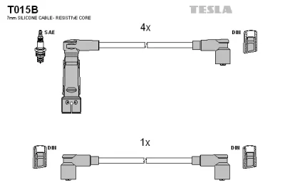Комплект проводов зажигания TESLA T015B