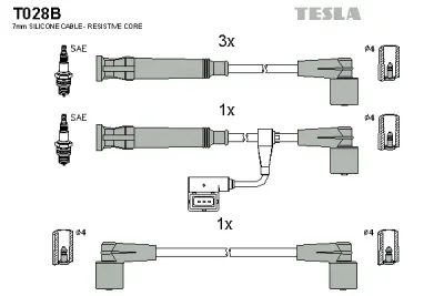 T028B TESLA Комплект проводов зажигания