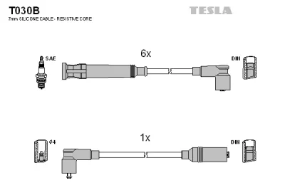 Комплект проводов зажигания TESLA T030B