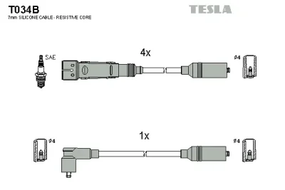 Комплект проводов зажигания TESLA T034B