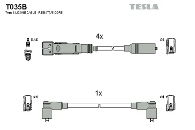 T035B TESLA Комплект проводов зажигания