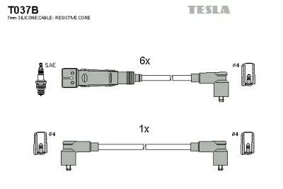 Комплект проводов зажигания TESLA T037B