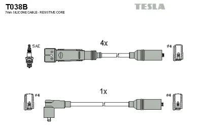 T038B TESLA Комплект проводов зажигания