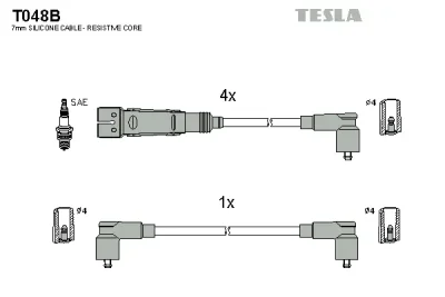 Комплект проводов зажигания TESLA T048B