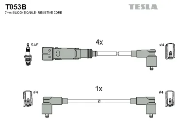 Комплект проводов зажигания TESLA T053B
