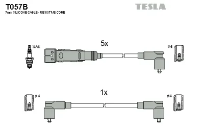 Комплект проводов зажигания TESLA T057B