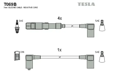 T069B TESLA Комплект проводов зажигания