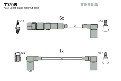 T070B TESLA Комплект проводов зажигания