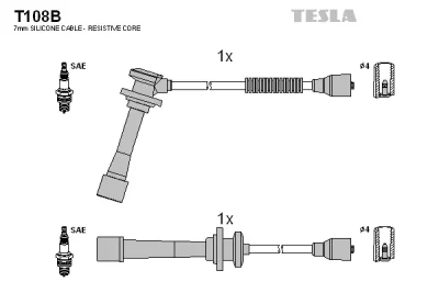 T108B TESLA Комплект проводов зажигания