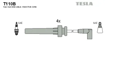 T110B TESLA Комплект проводов зажигания