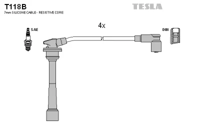 T118B TESLA Комплект проводов зажигания