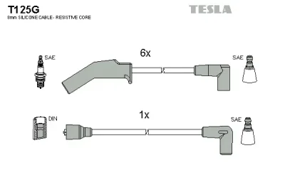 Комплект проводов зажигания TESLA T125G