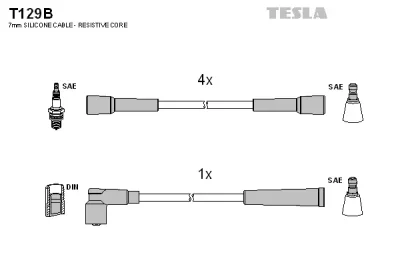 Комплект проводов зажигания TESLA T129B