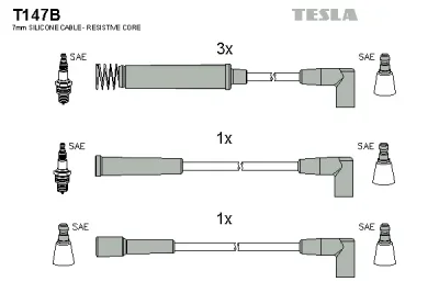 T147B TESLA Комплект проводов зажигания