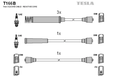 T166B TESLA Комплект проводов зажигания