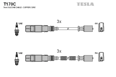 T170C TESLA Комплект проводов зажигания