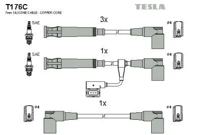 Комплект проводов зажигания TESLA T176C
