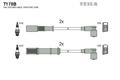 T178B TESLA Комплект проводов зажигания