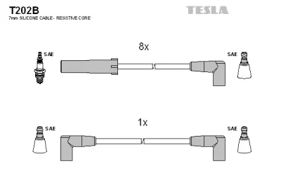 T202B TESLA Комплект проводов зажигания