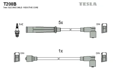 T208B TESLA Комплект проводов зажигания