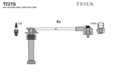 T227G TESLA Комплект проводов зажигания