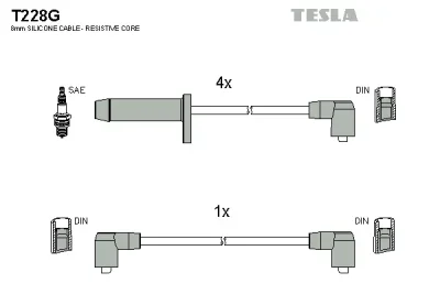 Комплект проводов зажигания TESLA T228G