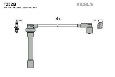 Комплект проводов зажигания TESLA T232B