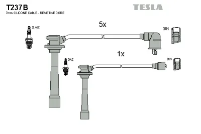 Комплект проводов зажигания TESLA T237B