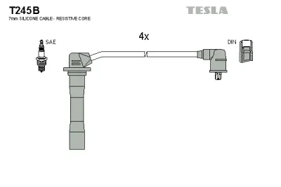 Комплект проводов зажигания TESLA T245B