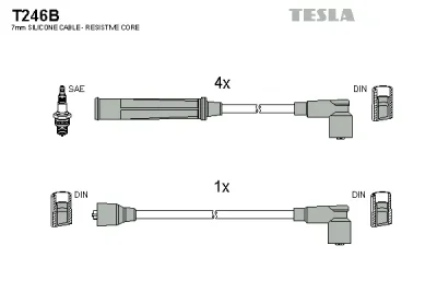 T246B TESLA Комплект проводов зажигания