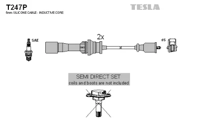 Комплект проводов зажигания TESLA T247P