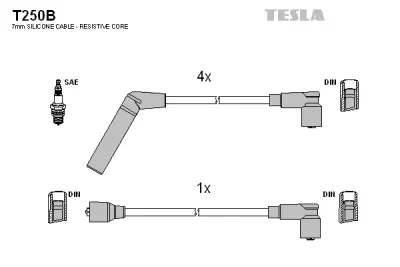 T250B TESLA Комплект проводов зажигания