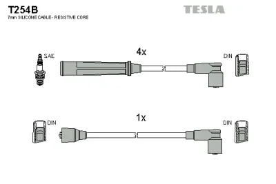 Комплект проводов зажигания TESLA T254B