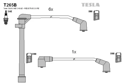T265B TESLA Комплект проводов зажигания