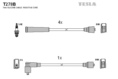 T278B TESLA Комплект проводов зажигания