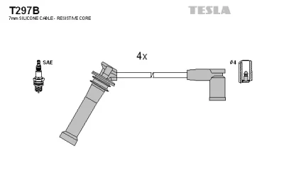 Комплект проводов зажигания TESLA T297B