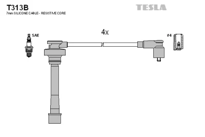 Комплект проводов зажигания TESLA T313B