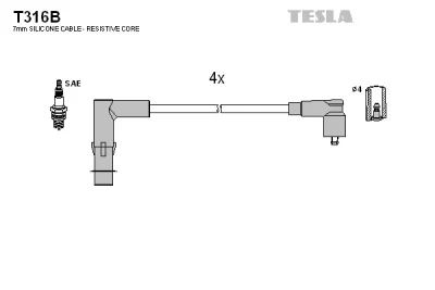 T316B TESLA Комплект проводов зажигания