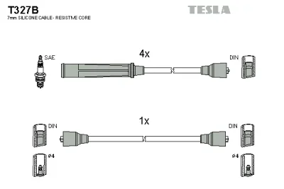 T327B TESLA Комплект проводов зажигания