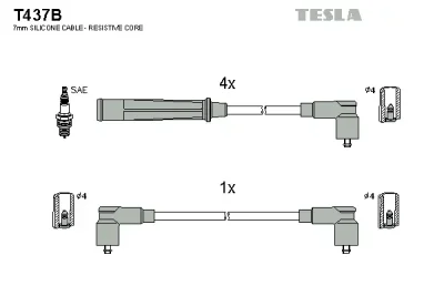 Комплект проводов зажигания TESLA T437B