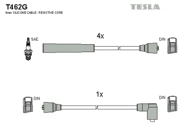 T462G TESLA Комплект проводов зажигания