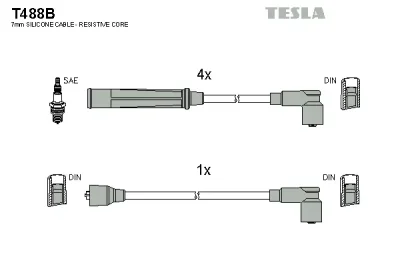 T488B TESLA Комплект проводов зажигания