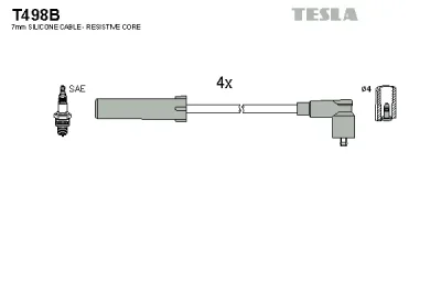 T498B TESLA Комплект проводов зажигания